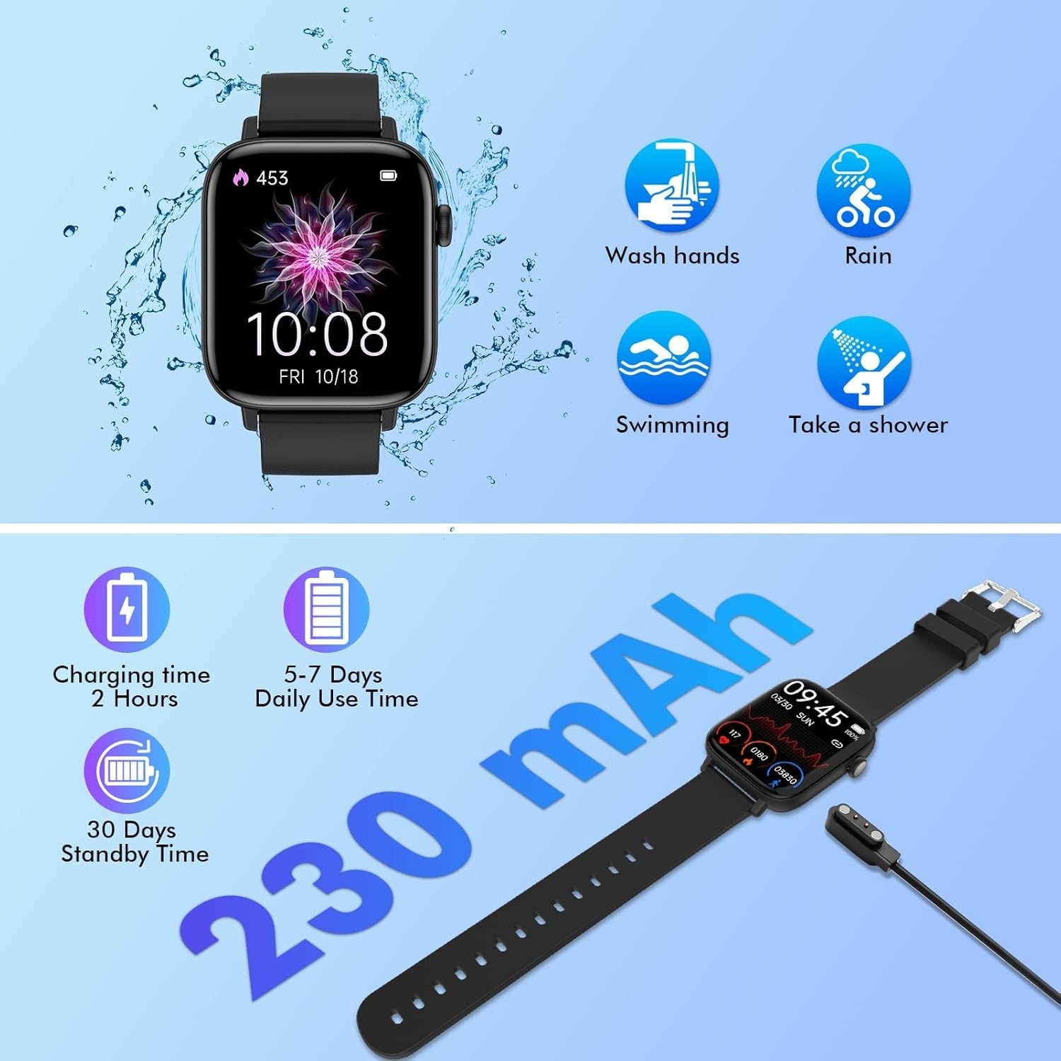Waterproof 1.9″ Smart Watch – Heart Rate & Sleep Tracker for iOS/Android