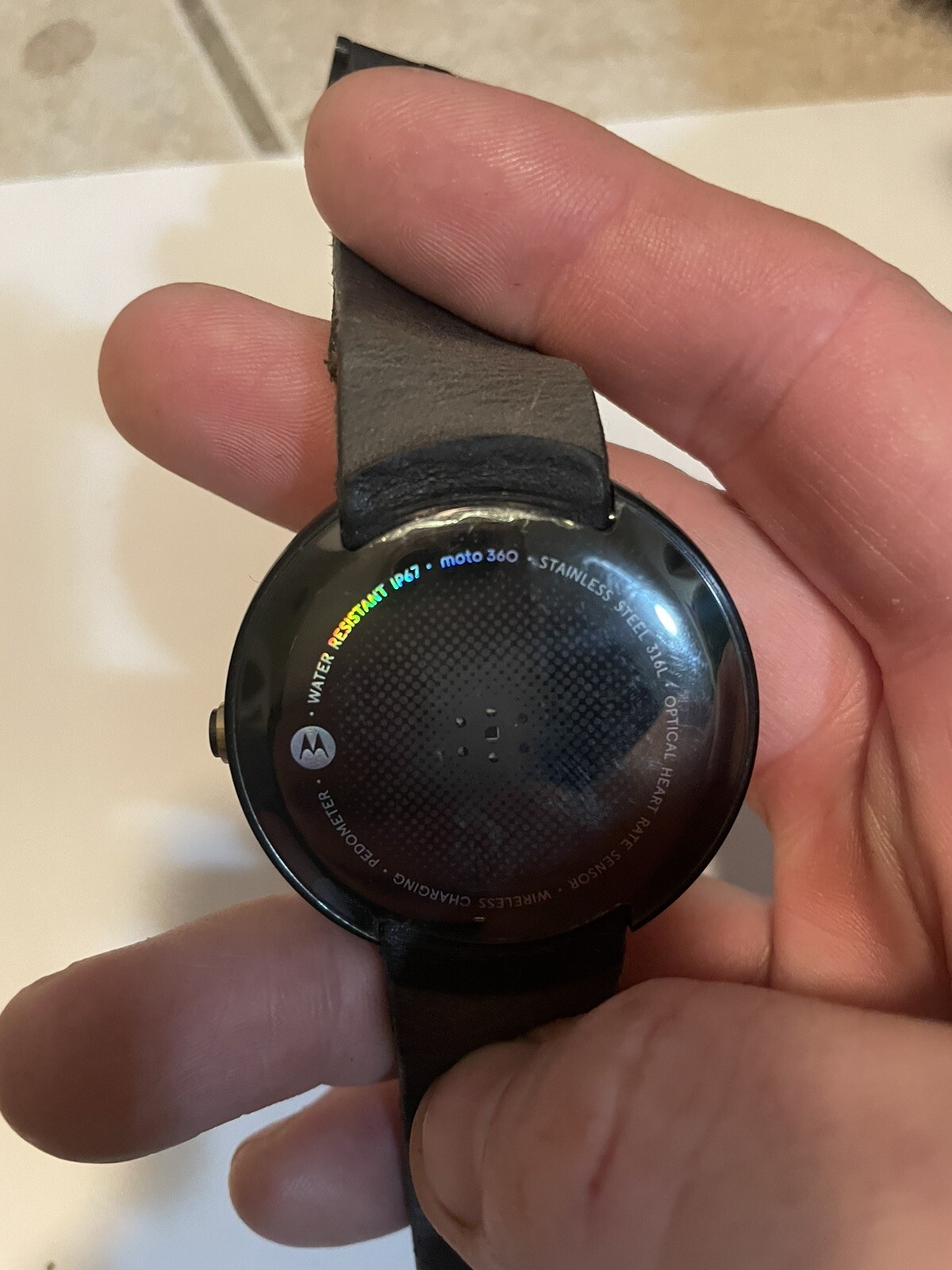 X10 MOTOROLA MOTO 360 WR IP67 Heart Rate Pedometer Smart Watch Untested Leather
