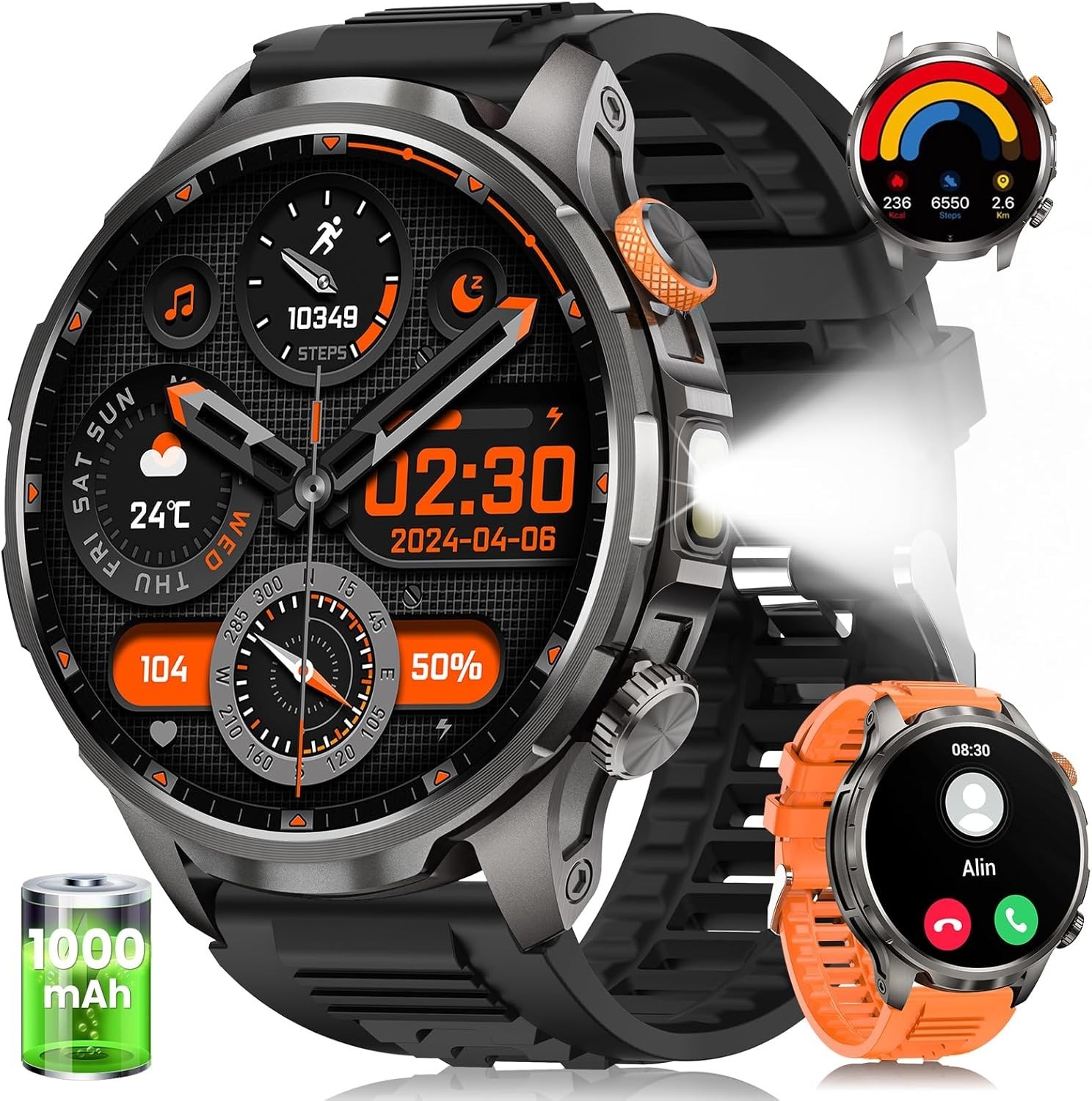 Military Smart Watch for Men Rugged Fitness Tracker Waterproof Heart Rate Sle…