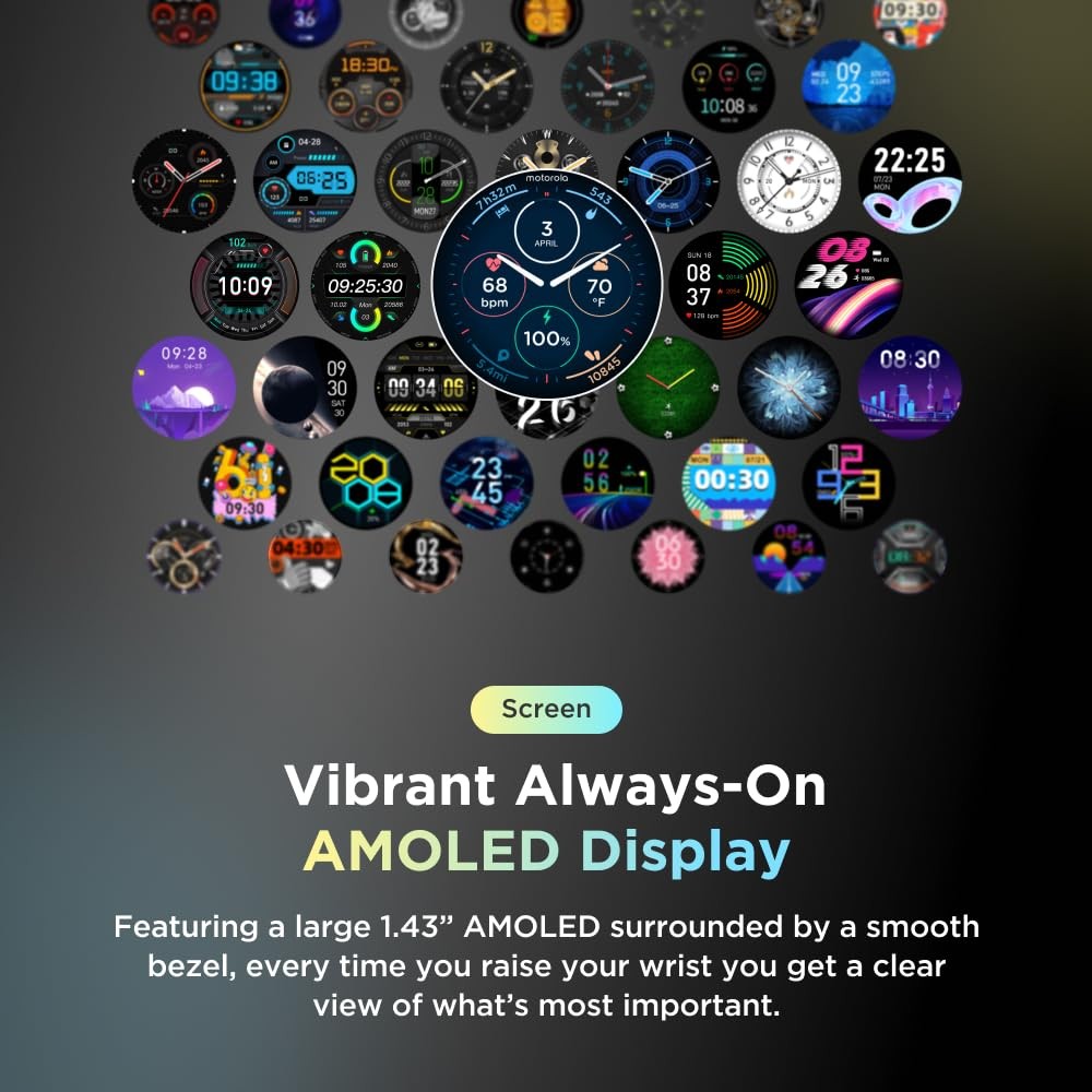 Motorola Moto Watch 120 – Premium Bluetooth Smartwatch with AMOLED Display,