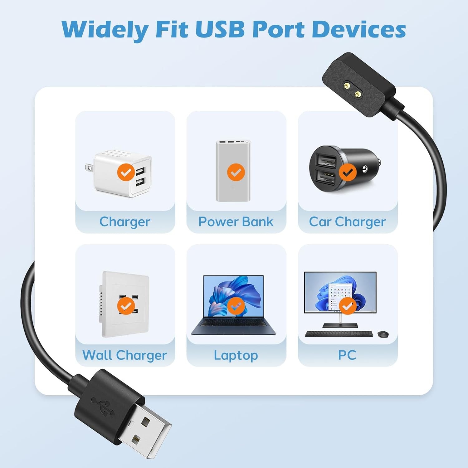 2 Pack Charger for Xiaomi Smart Band 10/9/8/Redmi Watch 5/5 Active/Lite/4/3 Acti