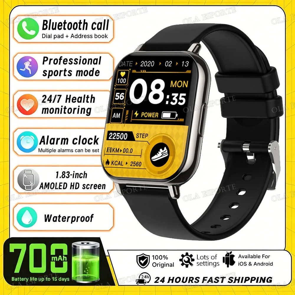 Smart Watch Touchscreen Fitness Watch w/Heart Rate,Blood Oxygen/Pressure Monitor