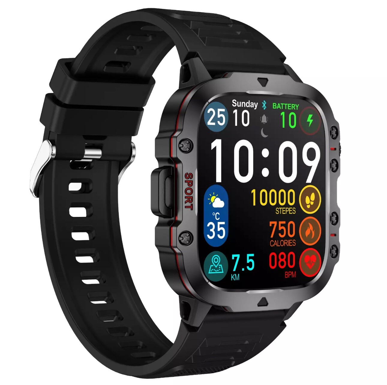 Smart Watch Military Tactical Sport Fitness Tracker for Motorola Moto G (2024)