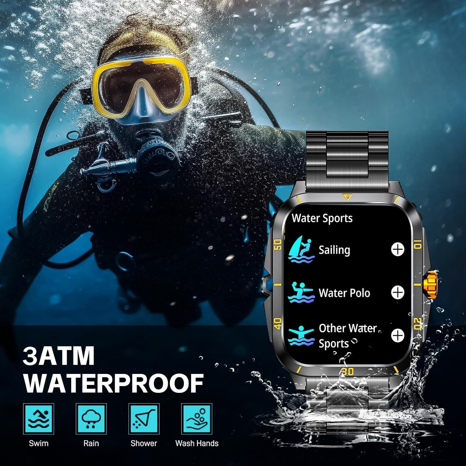 Military Smart Watches for Men Women Health Monitor Waterproof Phone CALL