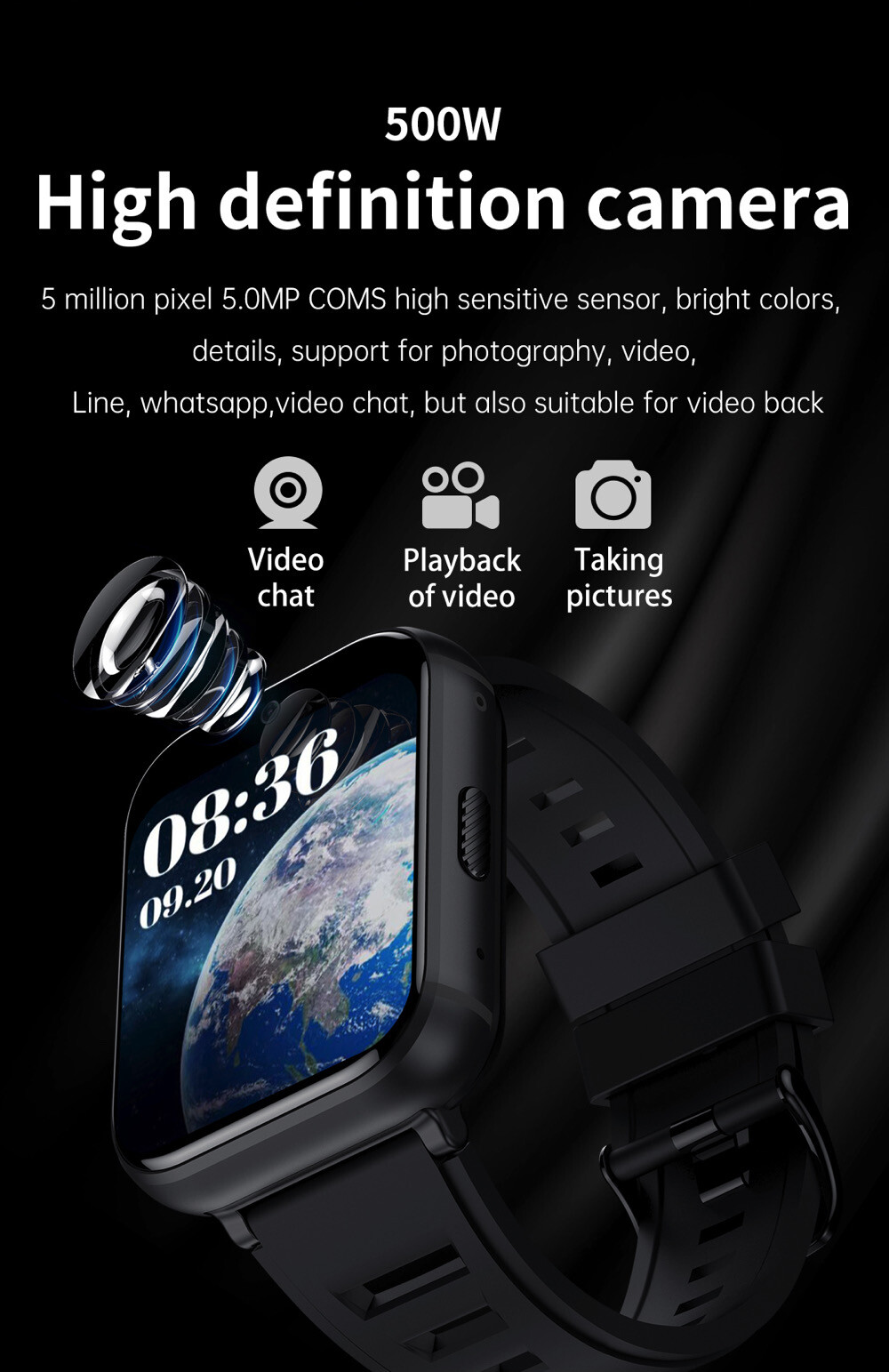 4G Android Smart Watch 16G/64G Bluetooth GPS WiFi Video Camera for Men Women