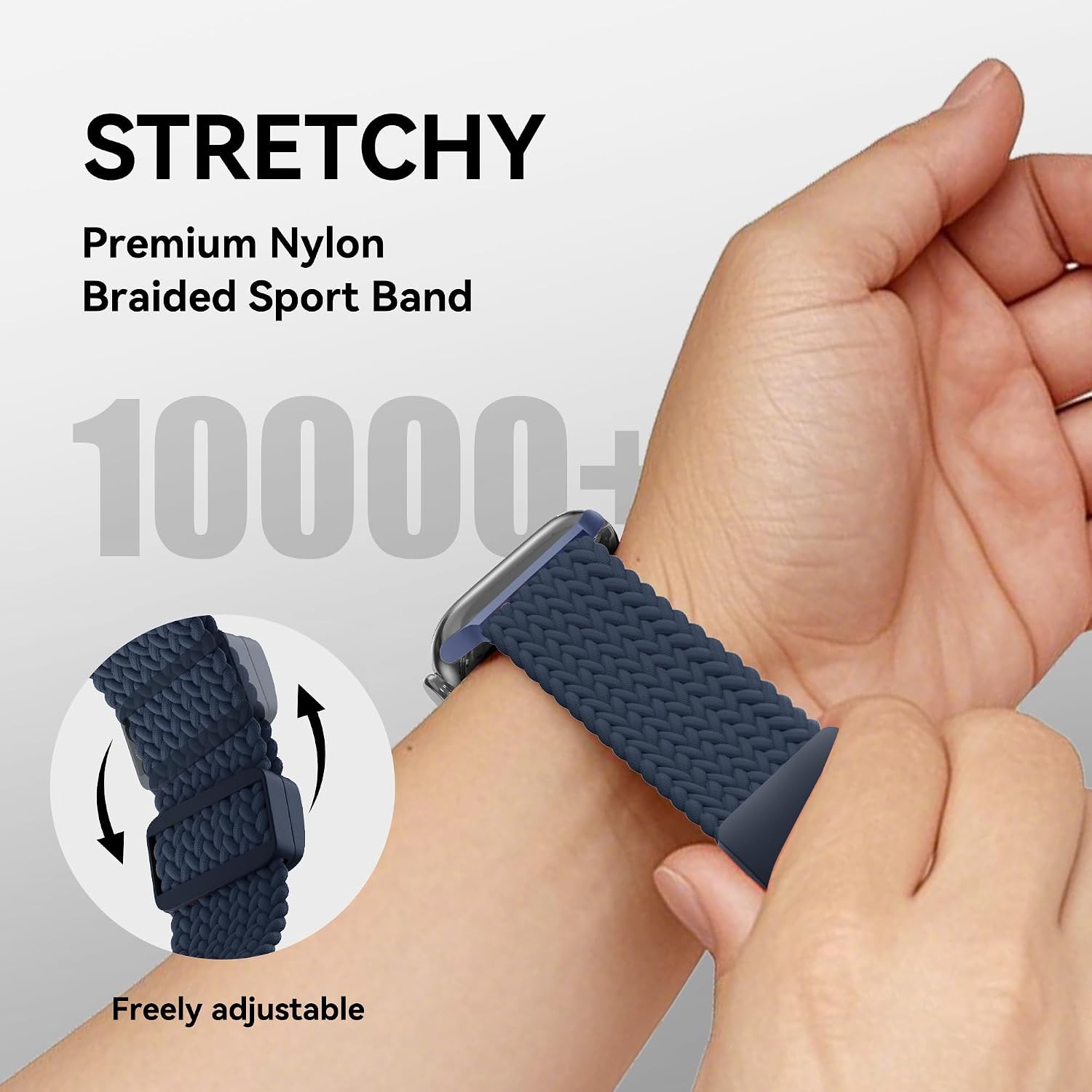 Adjustable Braided Elastic Band for Apple Watch Series 10 38mm 40mm 41mm Unisex