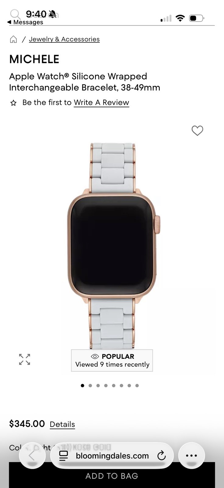 Apple Watch Series 6 40mm Aluminum Case Pink/Rose Gold with Michele Watch Band