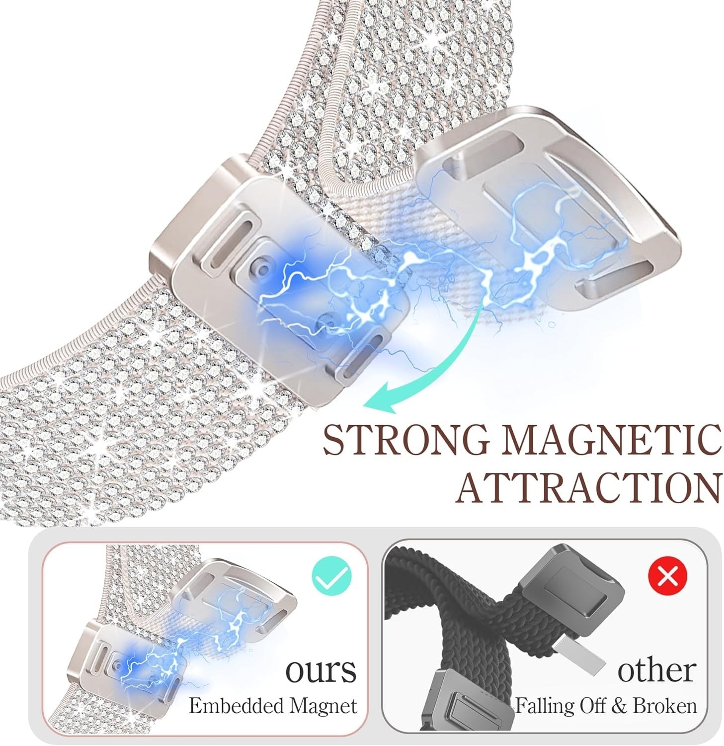 Samsung Galaxy Watch 8 40mm Bling Band with Protective Case for Women