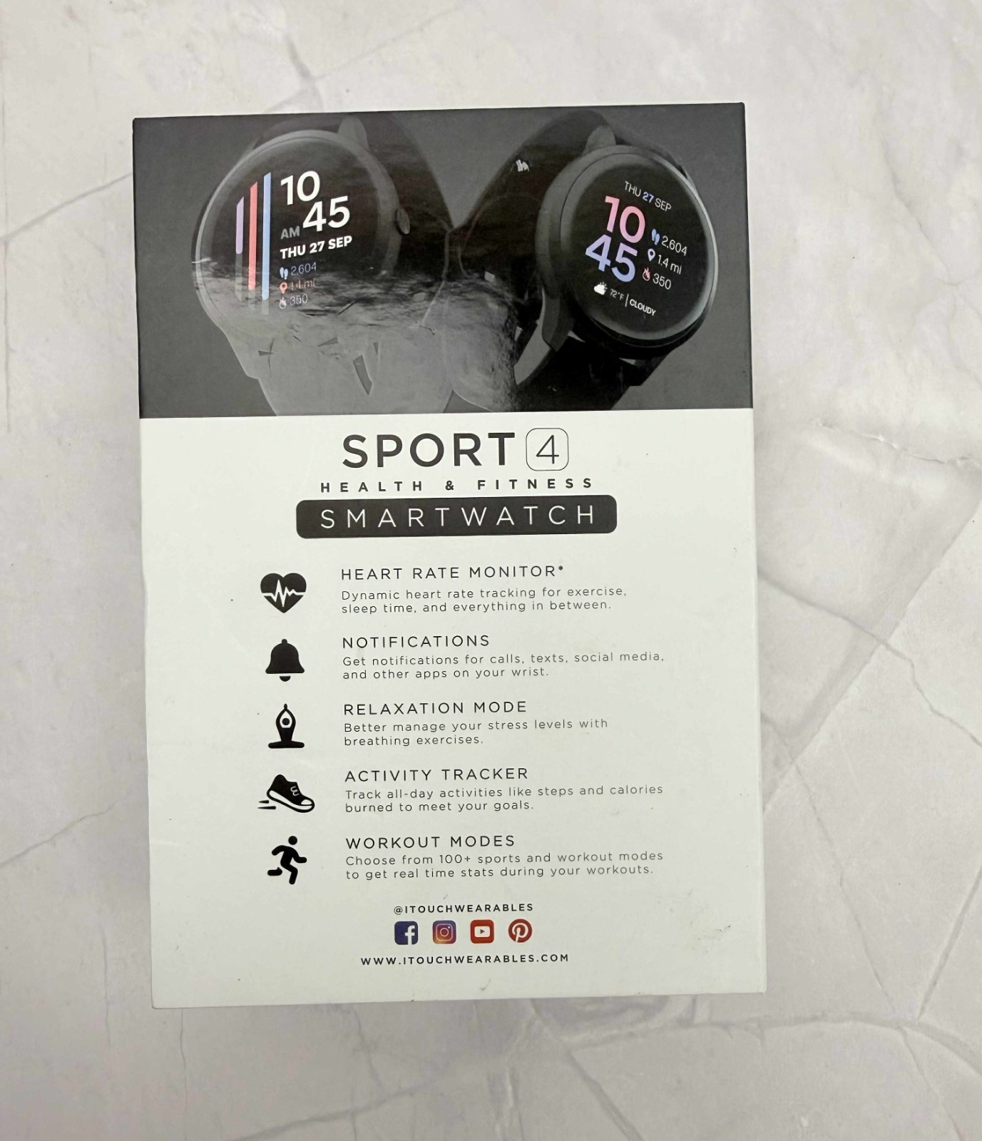 Itouch Sport 4 Unisex Adult Black Smart Watch TP4R01-G02