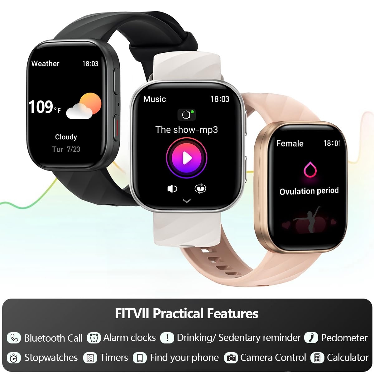 Health & Fitness Tracker (Answer/Make Calls), Smart Watch with 24/7 Heart Rat…
