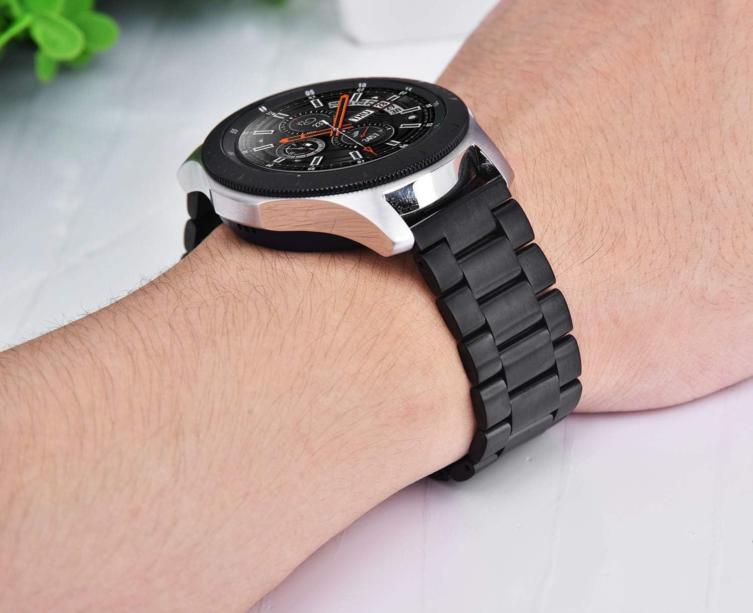 Black 22mm Stainless Steel Bracelet Strap for Samsung Gear S3 Frontier & Galaxy