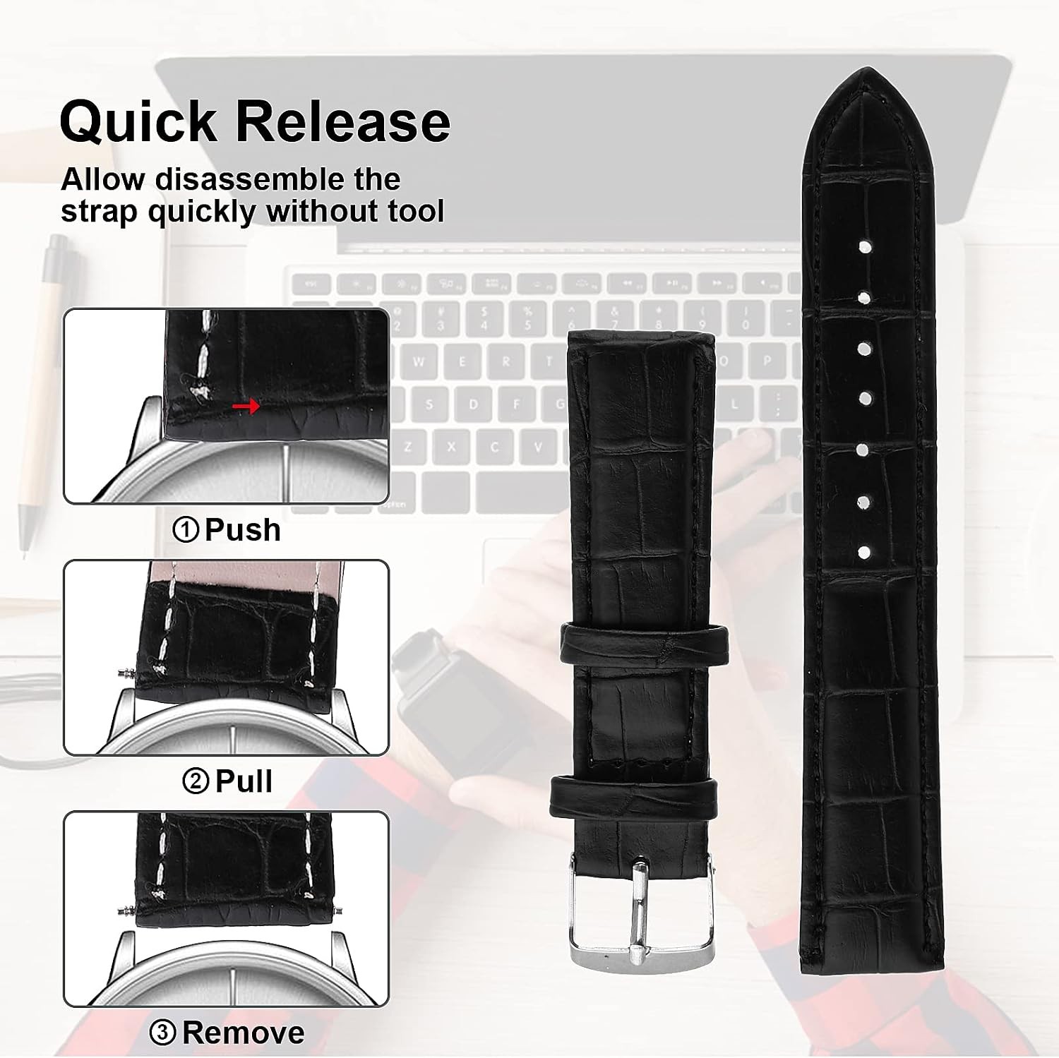 Genuine Leather Strap Compatible with Watch for Men Women