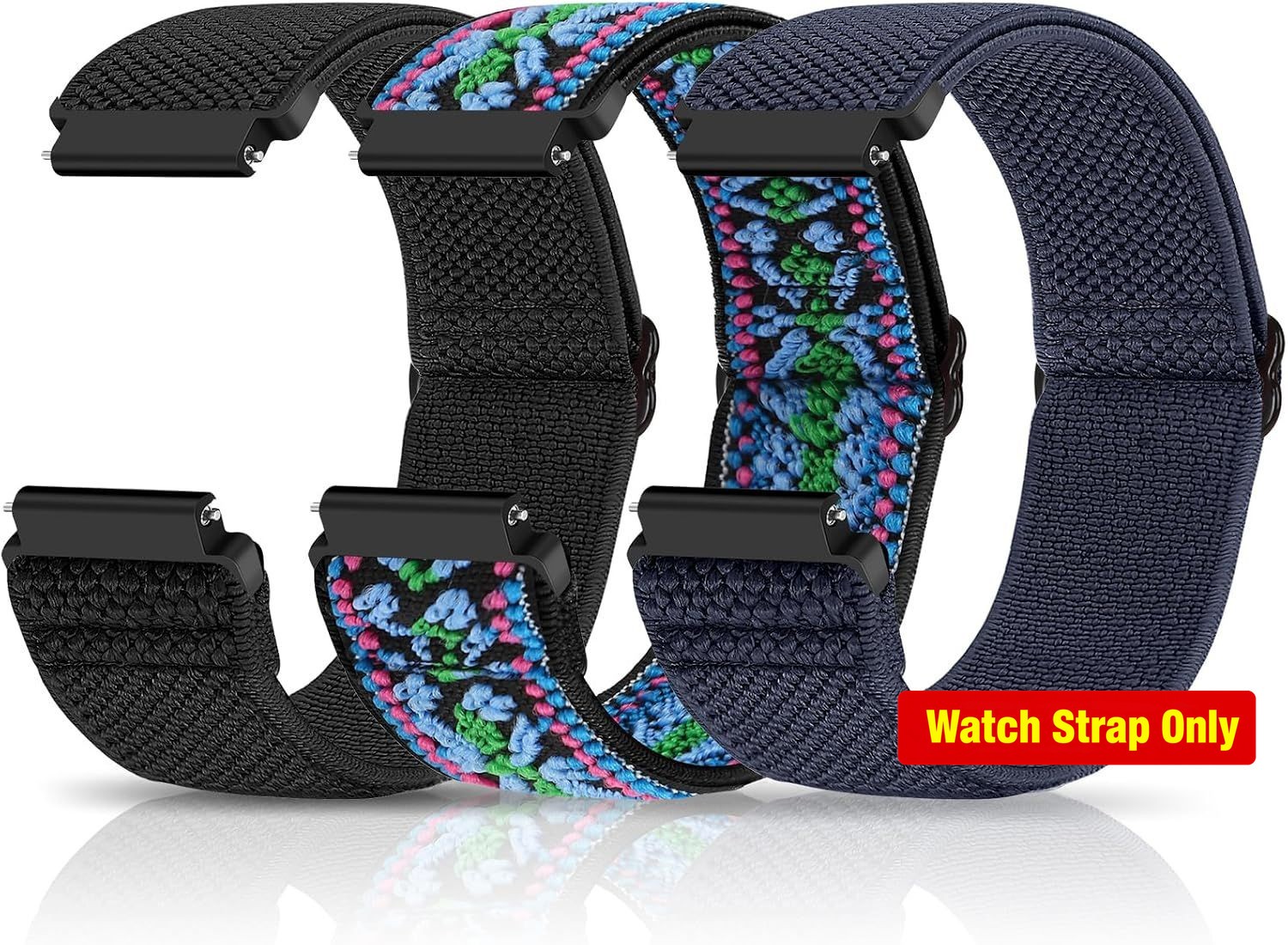 Adjustable Stretchy Nylon Strap Compatible with 20mm Watch Bands Quick Release
