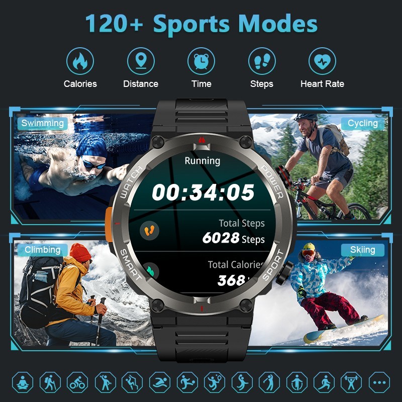 Military Smart Watches for Men (Answer/Make Calls) 2.01” Fitness Smart Watch