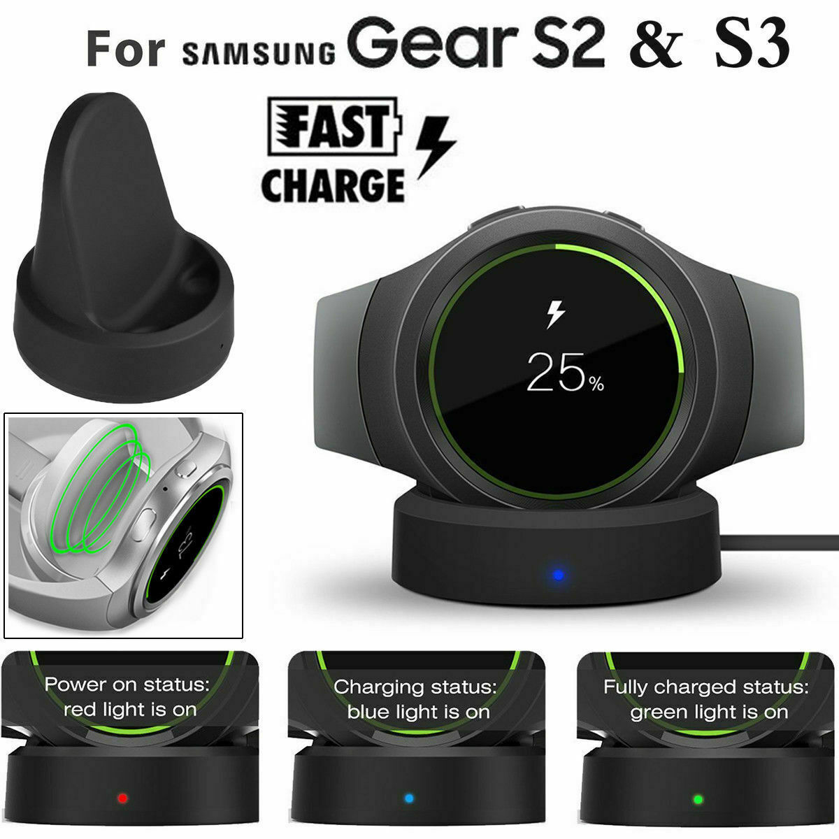 For Samsung Wireless Watch Charging Dock Charger Cradle Gear S2 S3 Smartwatch