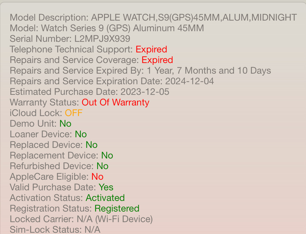 Apple Watch Series 9 45mm Midnight Aluminum GPS WiFi Smartwatch #H35