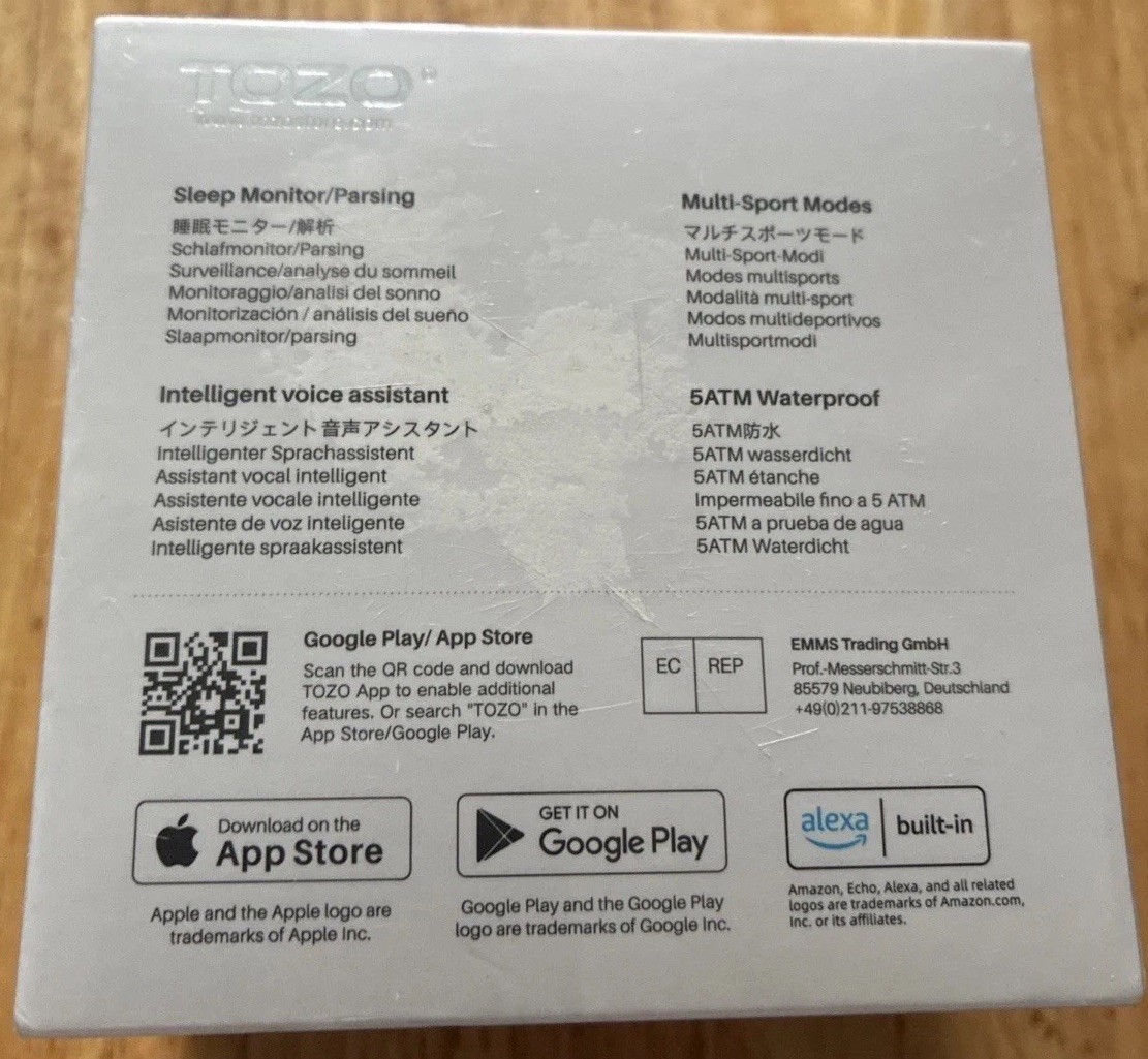 TOZO S2 44mm Smart Watch Alexa Fitness Tracker Touch Screen Waterproof New