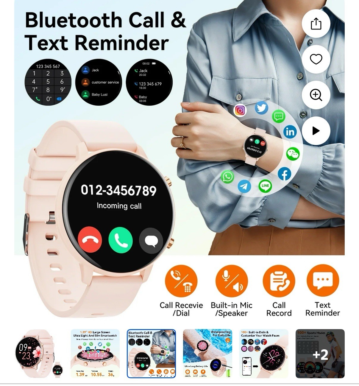 Smart Watch Heart Rate Sleep Monit, Sport Fitness Tracker (Answer/Make Call)