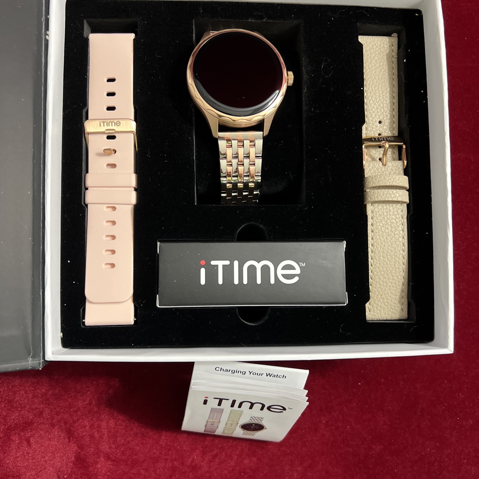 iTime Fitness Smartwatch w/ Heart Rate Monitor 2x Straps & Charging