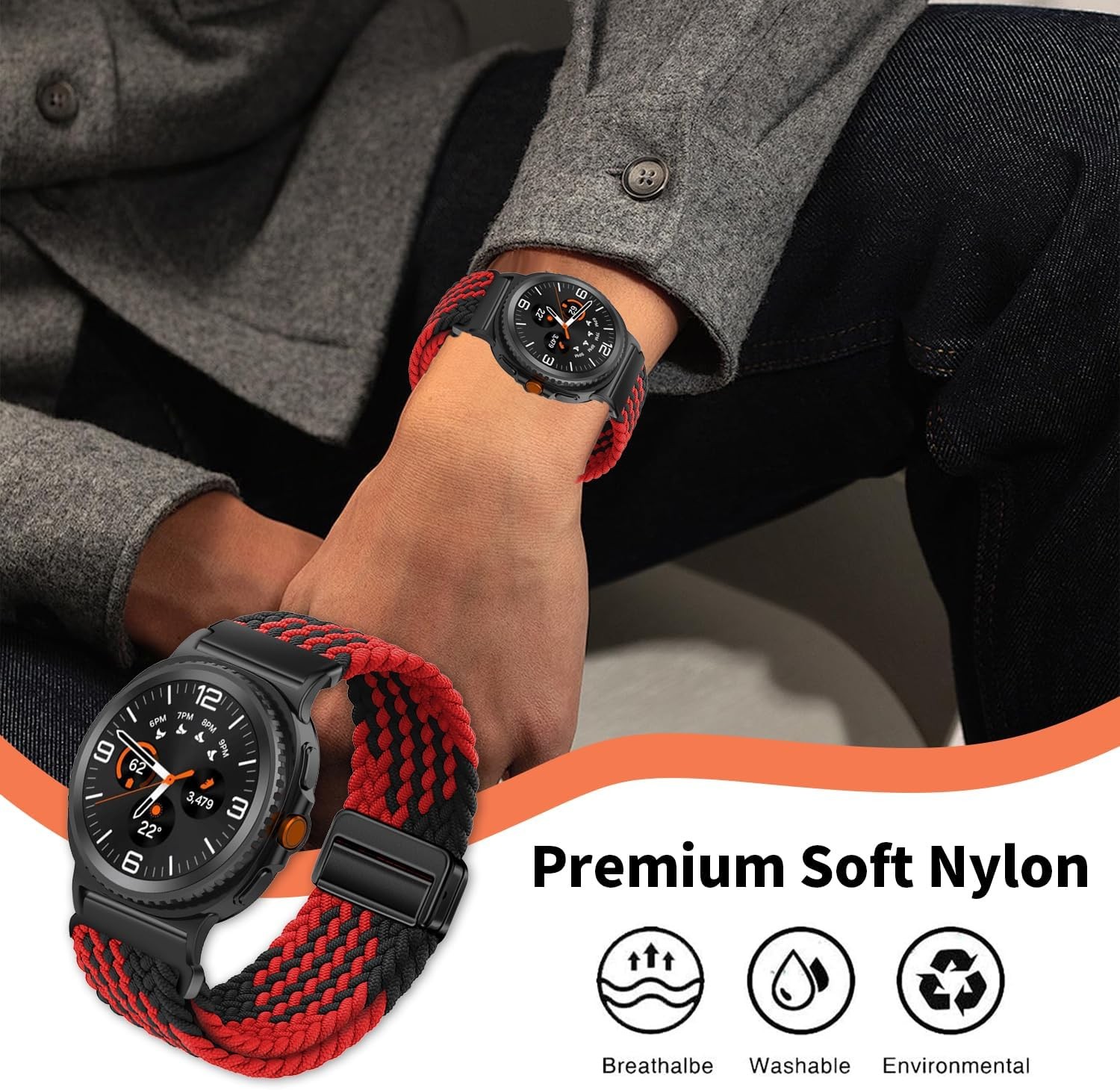 Nylon Strap Compatible with Samsung Galaxy Watch 8/8 Classic Adjustable
