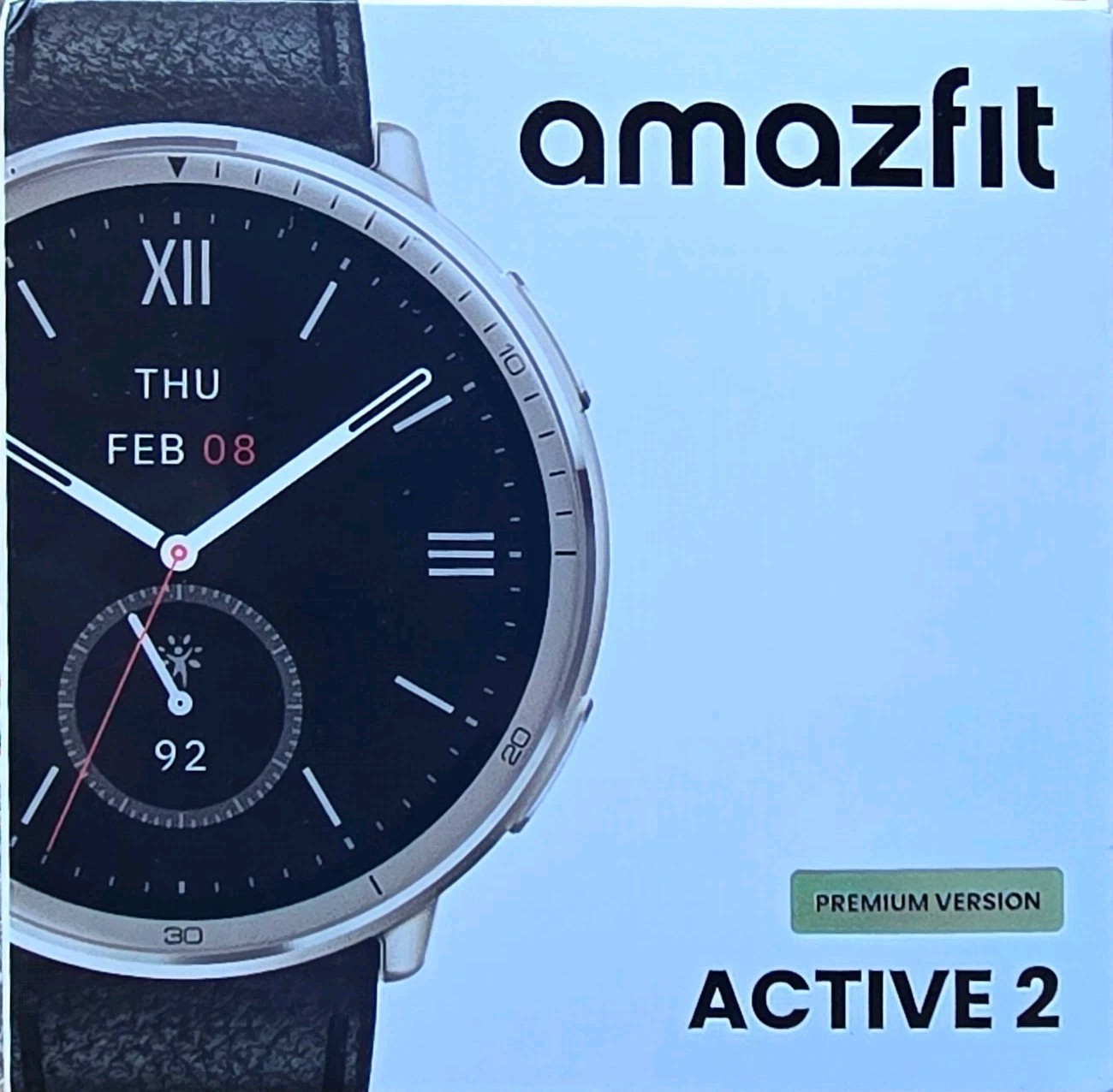 Amazfit Active 2 44mm AMOLED Fitness Smart Watch with Leather Band (Black)