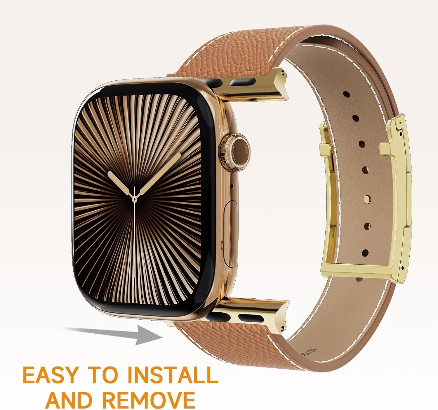Leather Designer Band for Apple Watch 49mm 44mm with Magnetic Buckle