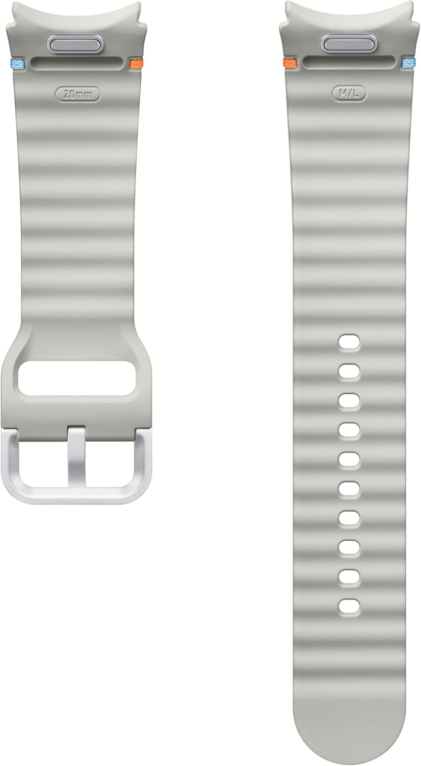 Rubber Strap Compatible with Samsung Galaxy Watch 7, Medium/Large, Silver