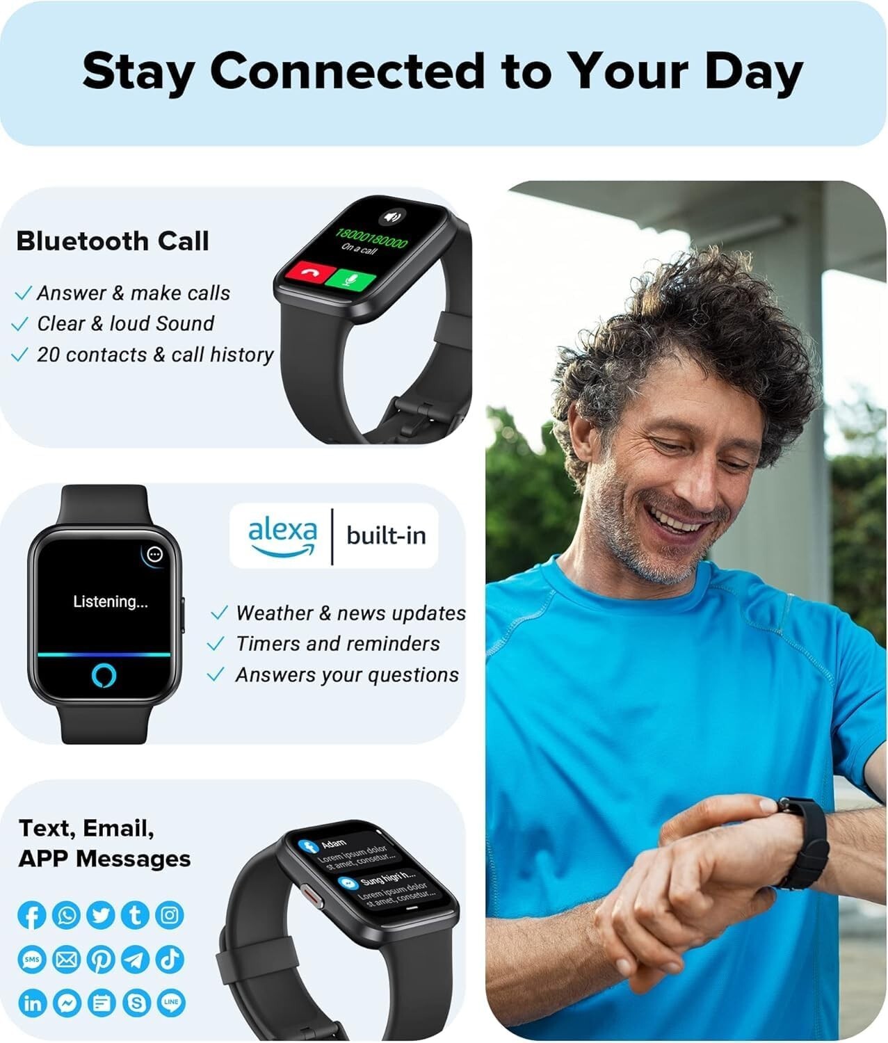 1.8” HD Touchscreen Smartwatch with Comprehensive Health Tracking Features