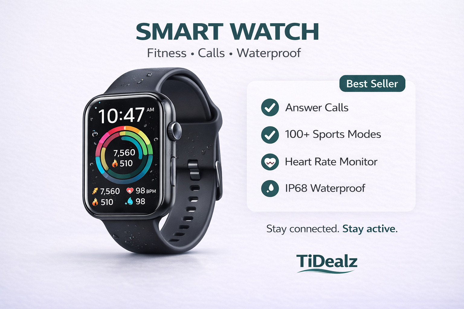 Smartwatch Bluetooth Call 1.91” HD Fitness Tracker 100+ Sports Modes IP68 Andro