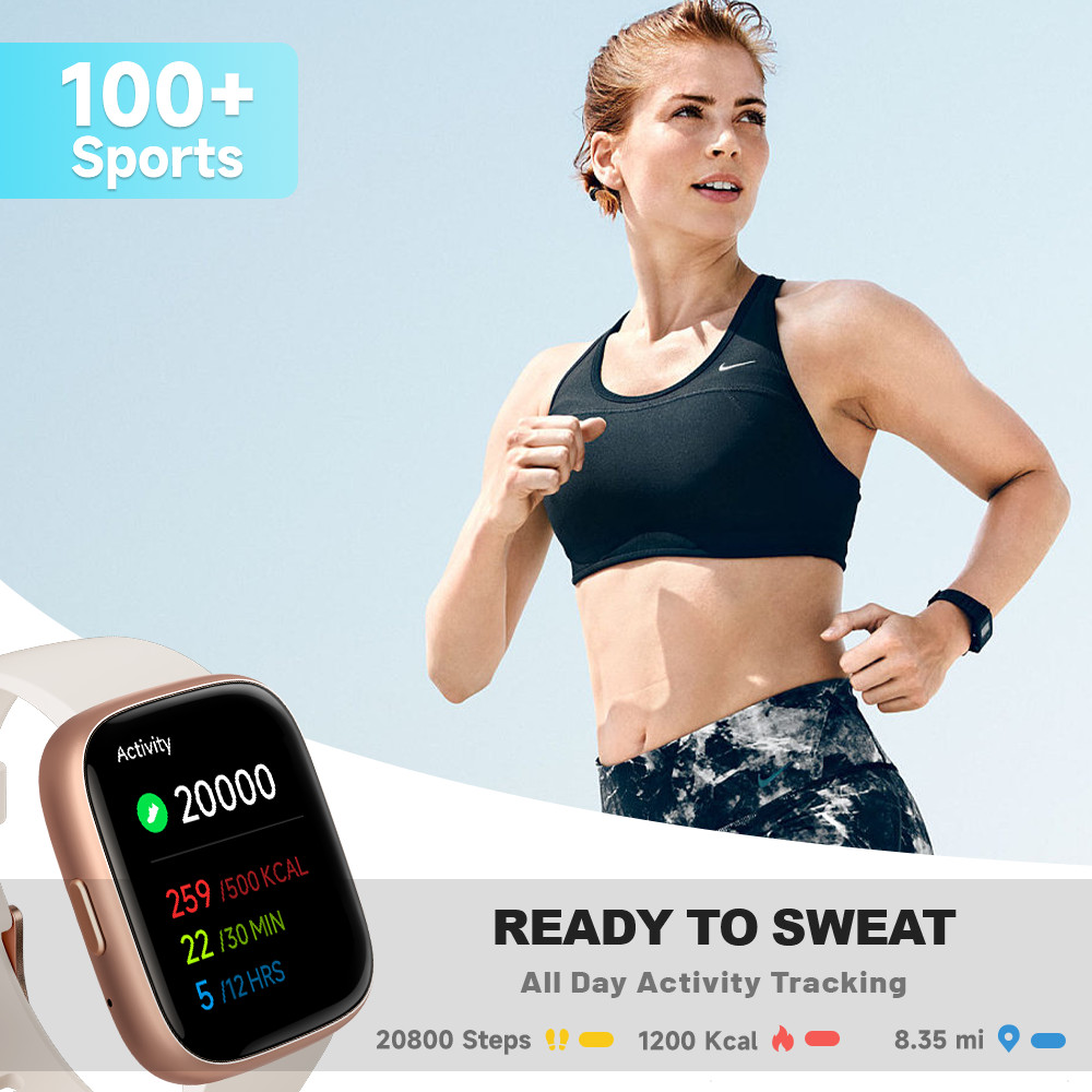 TOOBUR Smart Watch For Women, IP68 Fitness Tracker Smartwatch for Android iOS
