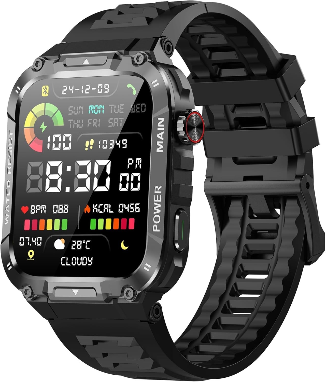 Military Smart Watch for Men Fitness Tracker Waterproof Heart Blood Oxygen