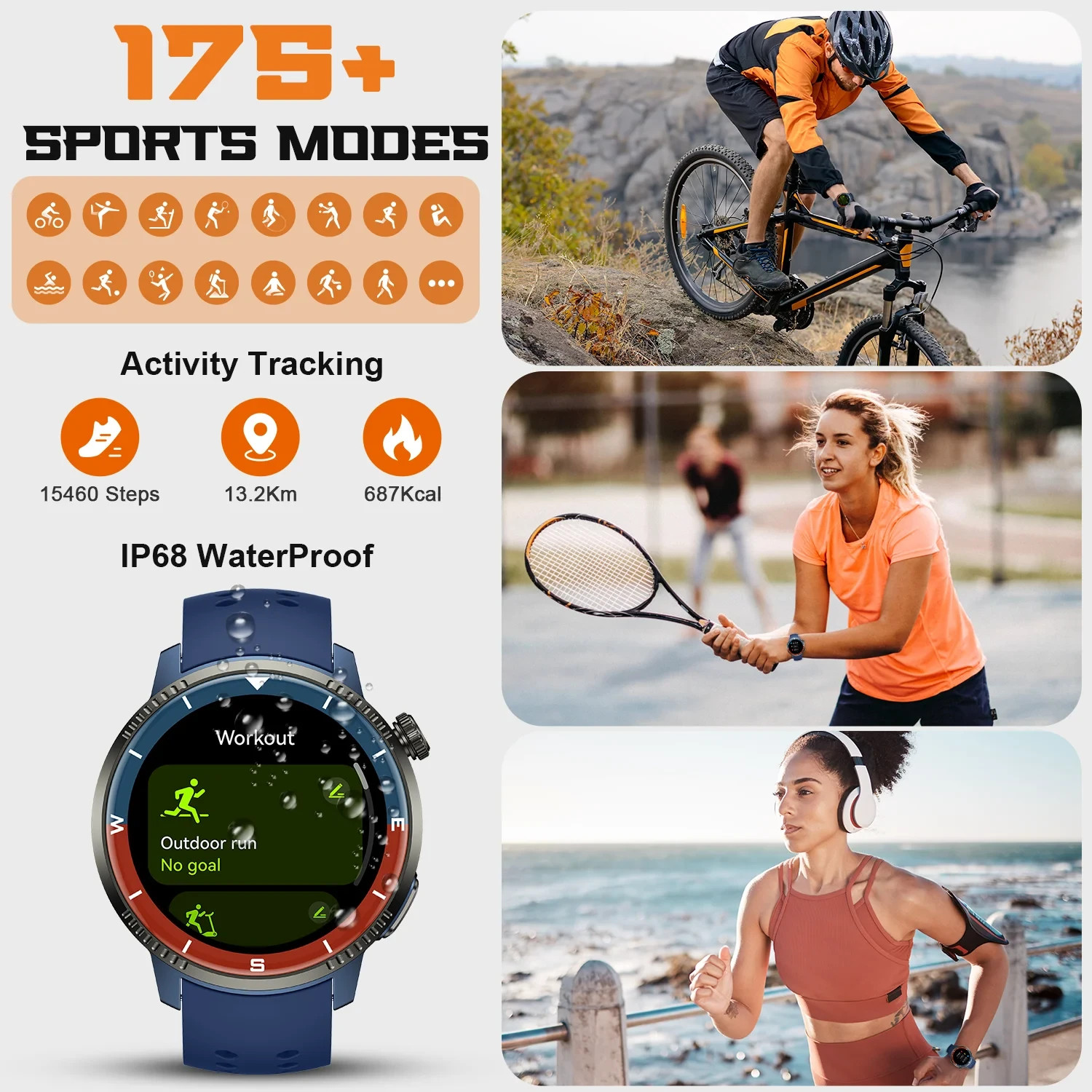 Smart Watch (Android & iOS), Smartwatch for Men Women, 1.43″HD AMOLED Display