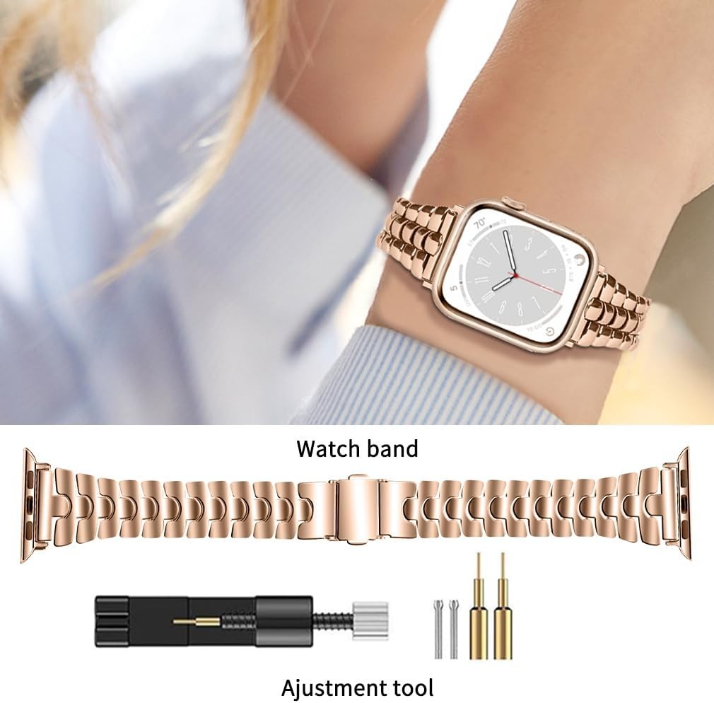 Thin Metal Band for Apple Watch 38mm 40mm 41mm 42mm 44mm 45mm 49mm, Slim Strap