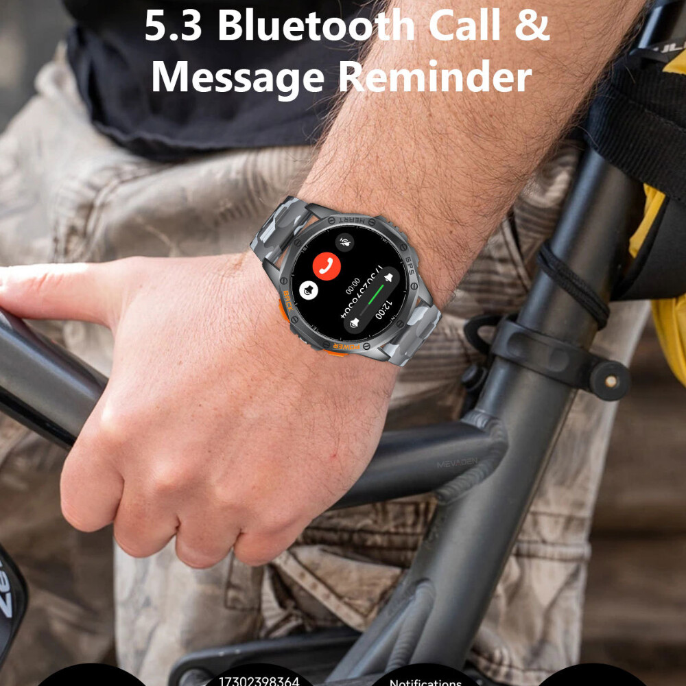 2025 Military Smart Watches (Answer/Make Calls),Built-in GPS With LED Flashlight