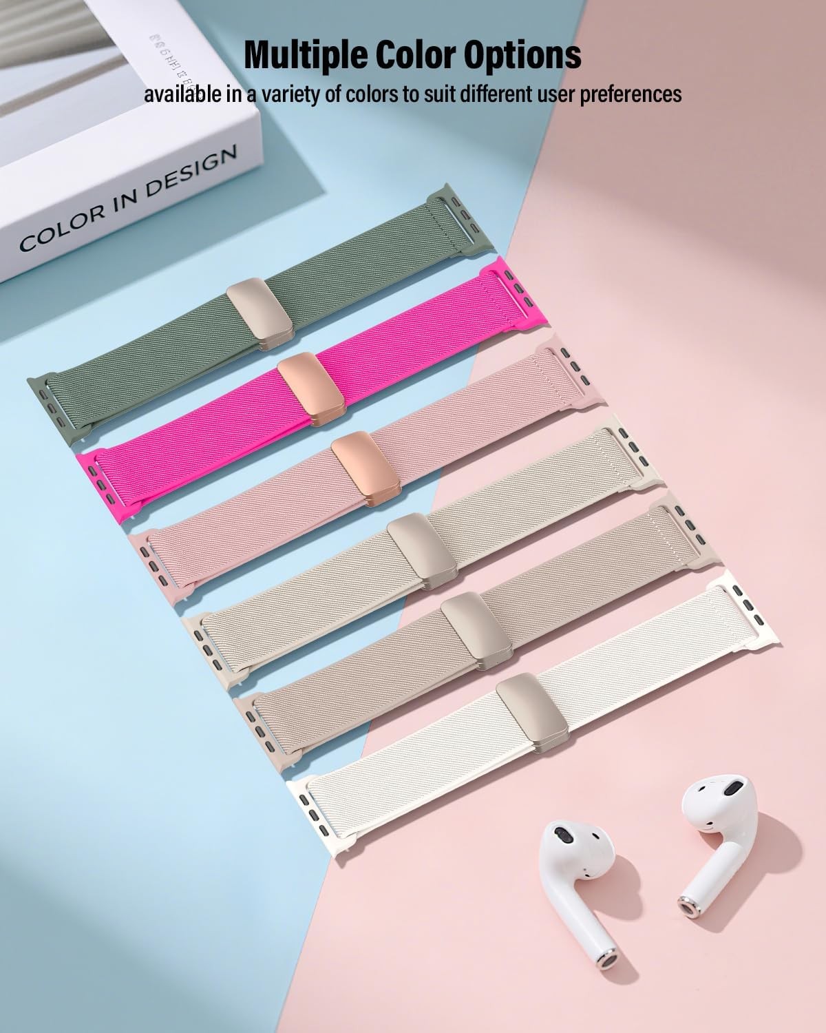 Stretchy Strap Compatible with Apple Watch Series 8 40mm Pink Sand