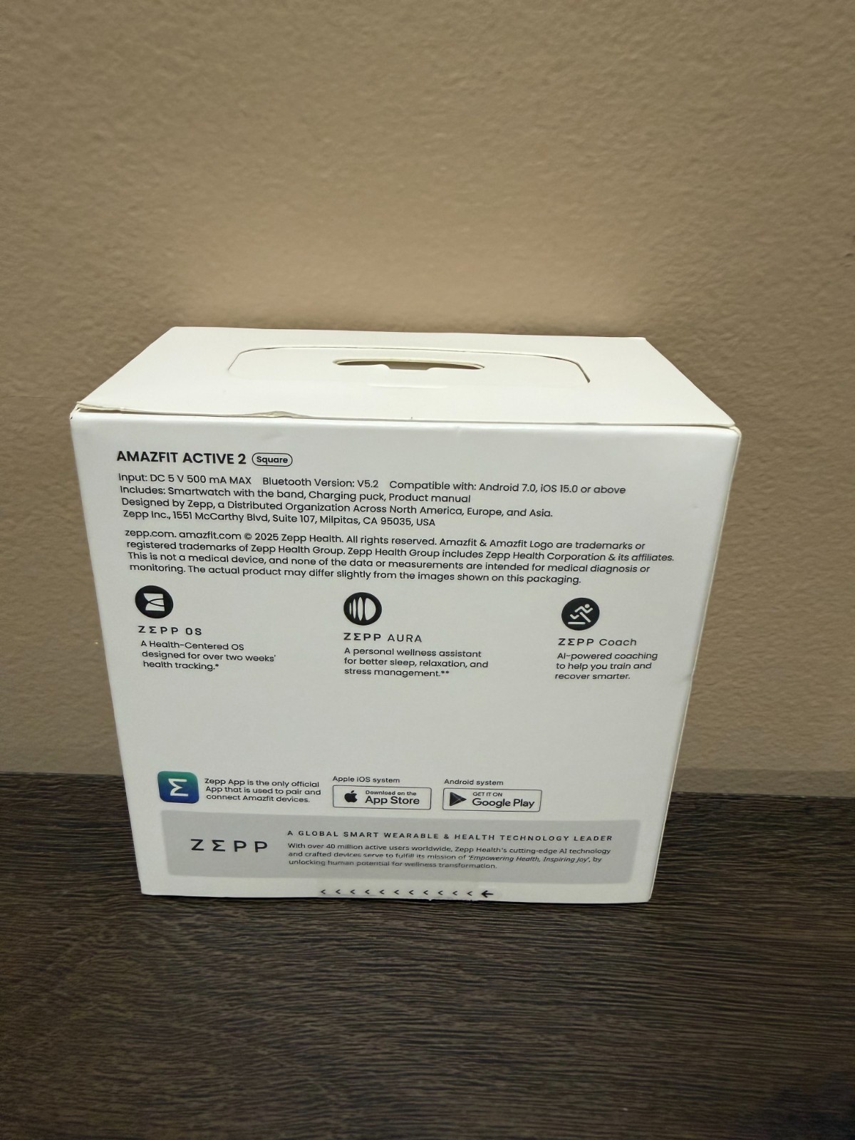 AMAZFIT ACTIVE 2 PREMIUM SMART WATCH SQUARE 10 DAY BATTERY SAPPHIRE GLASS NEW