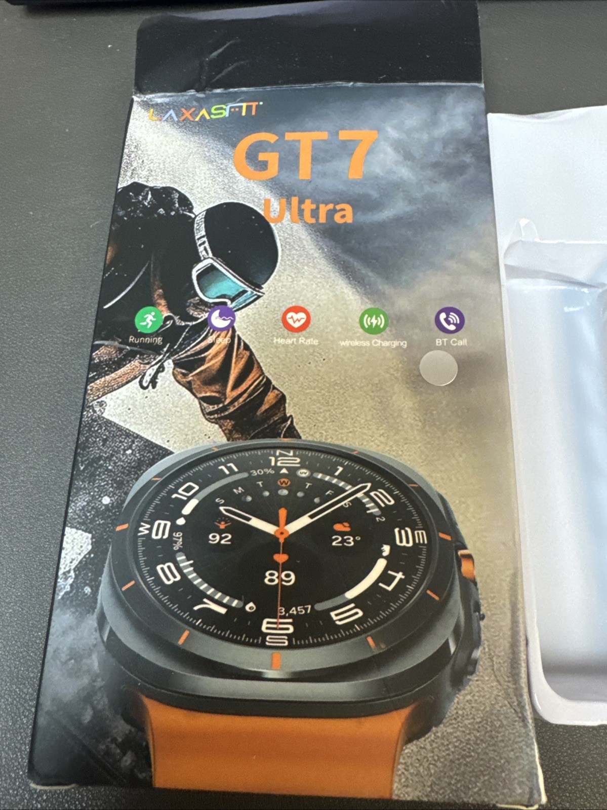 Laxasfit GT7 ULTRA ProSmart Watch HD Bluetooth White and Silver