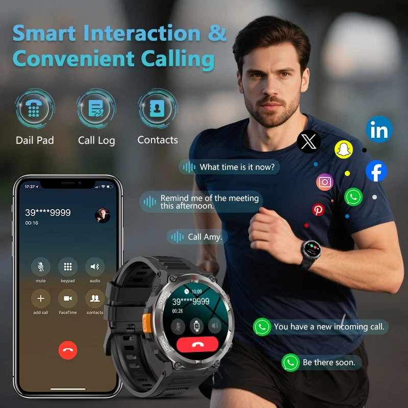 Military Smart Watches for Men (Answer/Make Calls) 2.01” Fitness Smart Watch