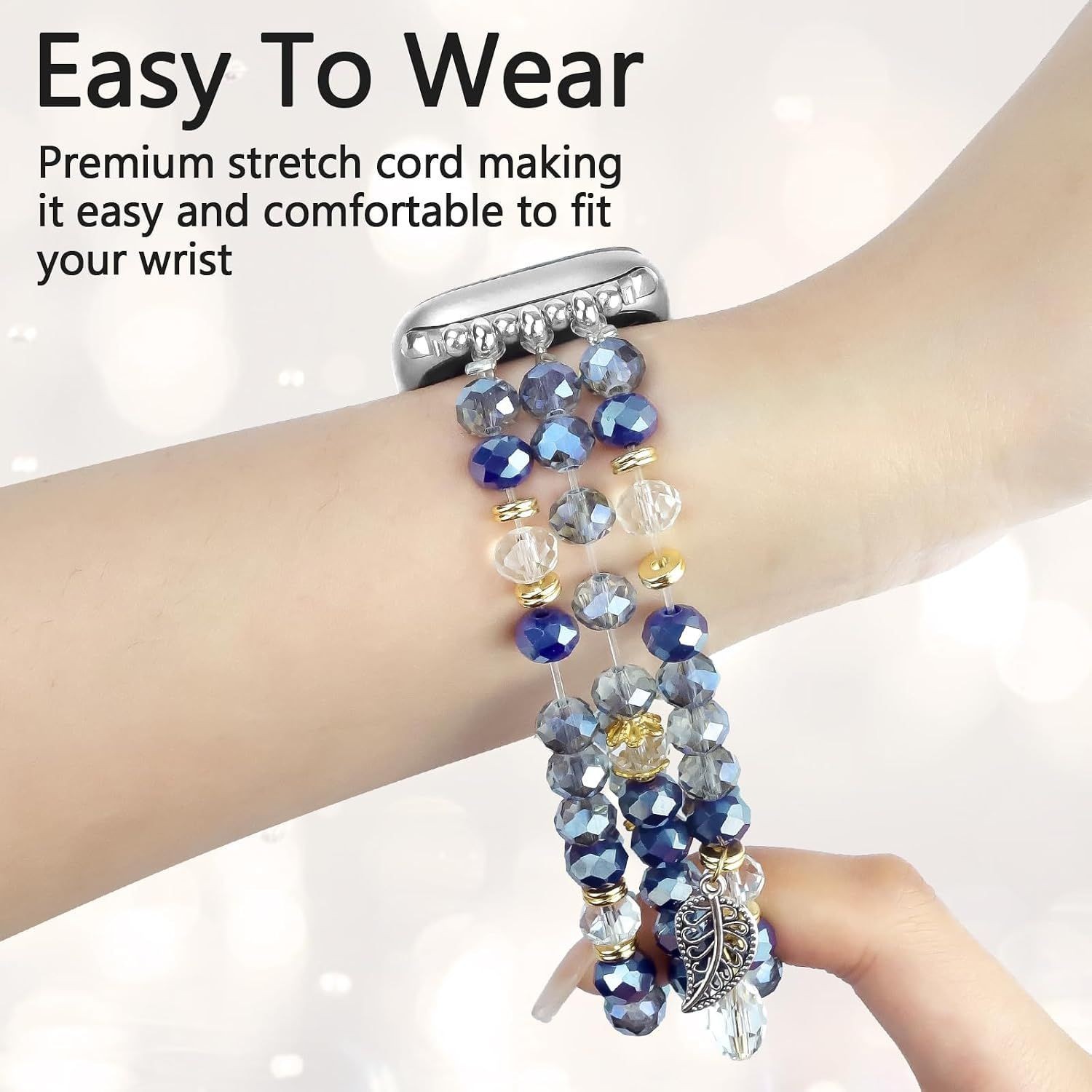 Beaded Strap Compatible with Apple Watch Series 11 38mm 40mm 41mm Fashion