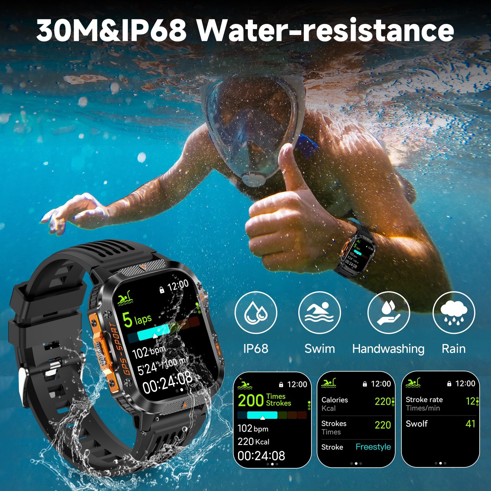 men’s smartwatch (answering/making calls) 2.01 inch military rugged smartwatch