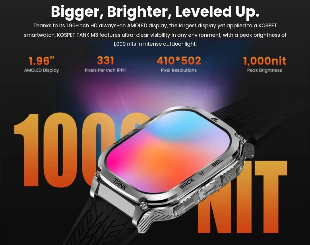 KOSPET Smart Watch 60 Days Battery Life 50M Waterproof Military Answer/Make Call