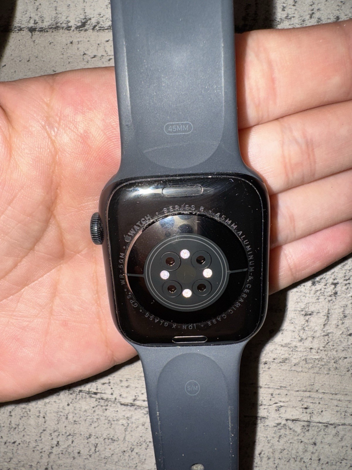 Apple Watch Series 8 45mm Black Case with Black band size Small/Medium 32G
