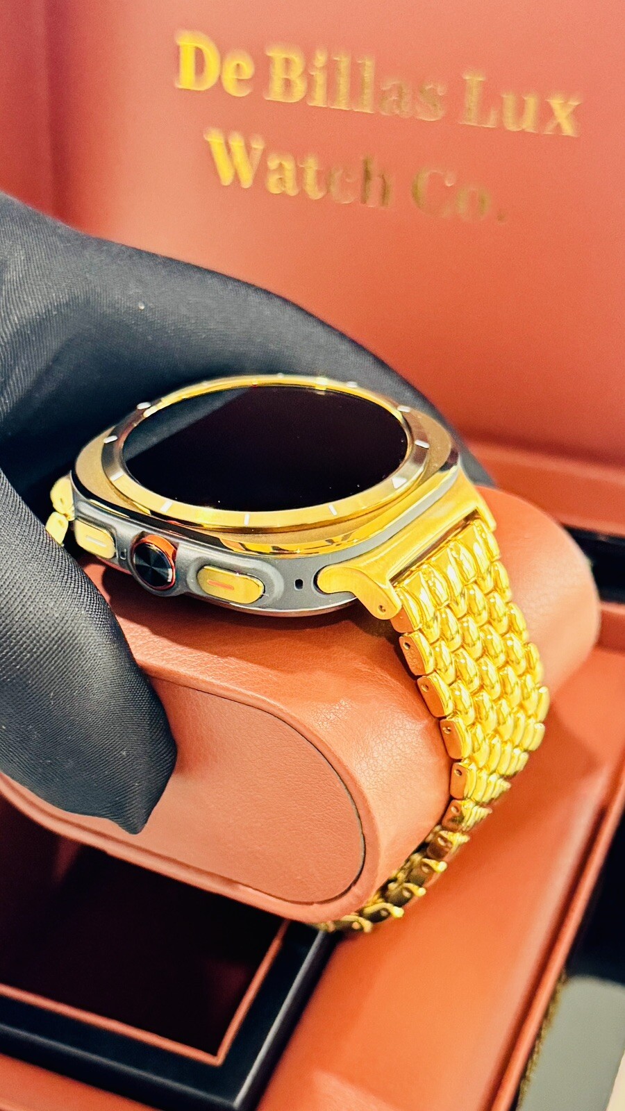 CUSTOM GOLD Samsung Galaxy Watch Ultra 2 Black 47mm 24k Gold Plated Link Band
