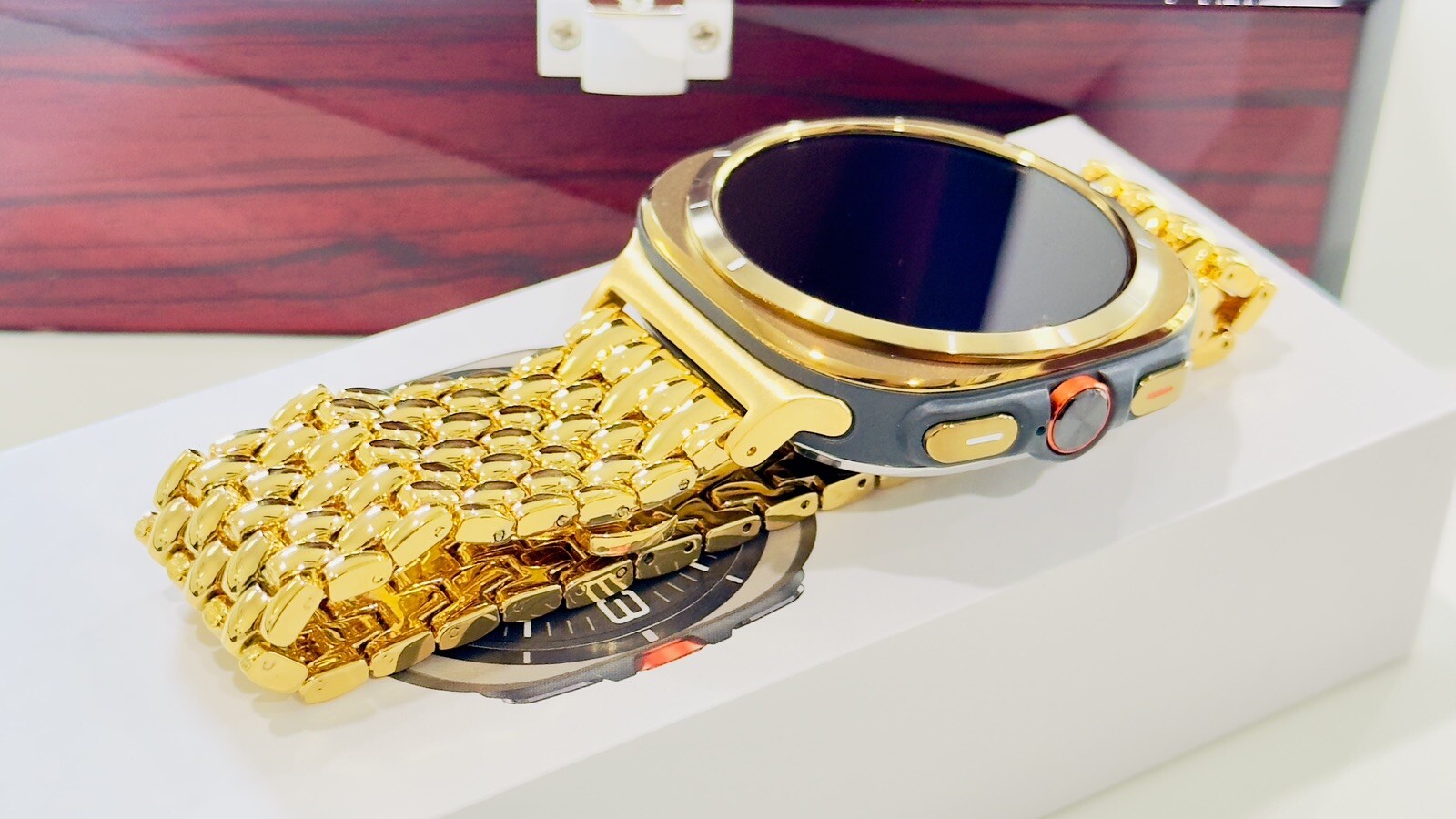 CUSTOM GOLD Samsung Galaxy Watch Ultra 2 Black 47mm 24k Gold Plated Link Band