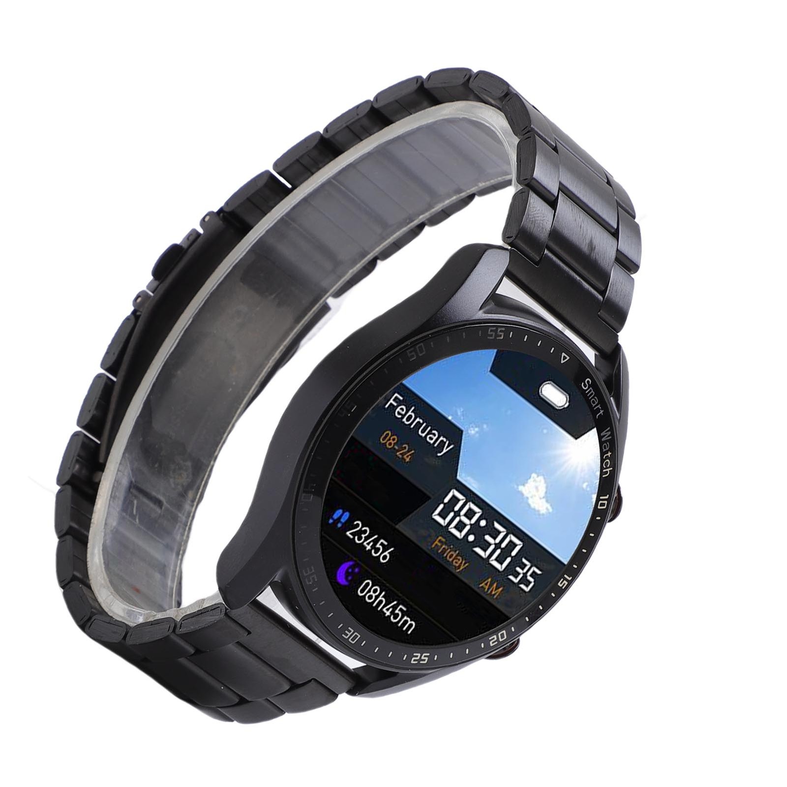 1.5in Full Touch Smartwatch Metal Strap Bluetooth Sports Watch For Daily Use