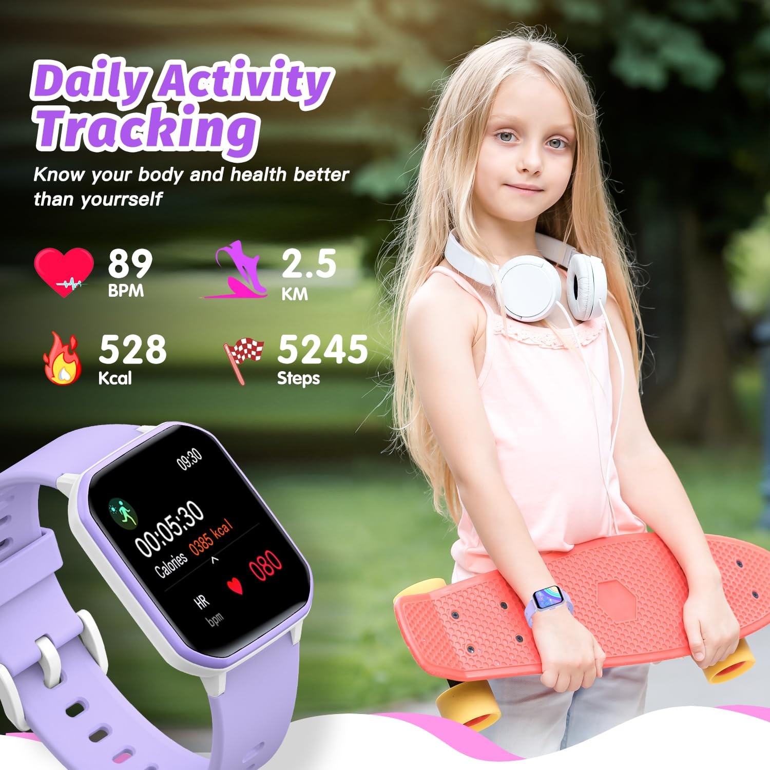 for Girls,IP68 Waterproof Fitness Tracker Watch with 1.5 Inch DIY Face,Heart …