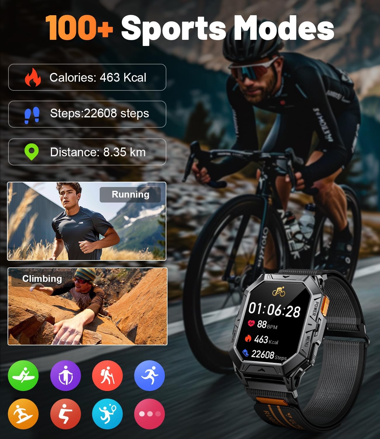 Lige Military Smart Watches For Menanswer/Make Calls100-Day Battery Life2.13