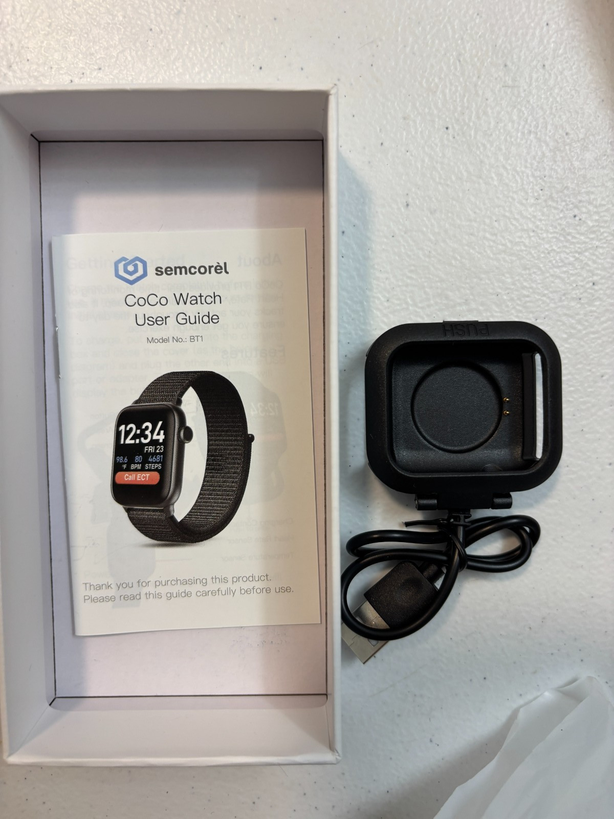 SEMCOREL CoCo Smart Watch BT-1 Reads Heart Rate O2 Body Temp (New Never Used)