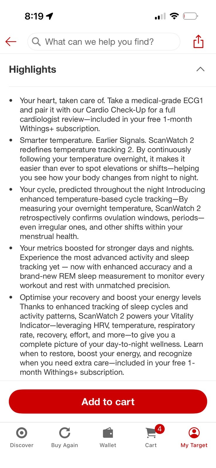 Withings ScanWatch 2 42mm Heart Health Hybrid Smartwatch Brand New