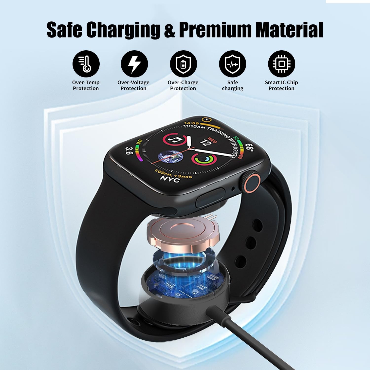 Upgraded Watch Charger Cable, 3FT USB C to Magnetic Wireless Fast Charging Cord